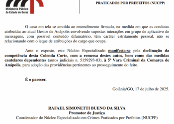 MP não reconhece prerrogativa de foro em suspeita de participação de Márcio Corrêa e afirma que caso deve seguir em Anápolis
