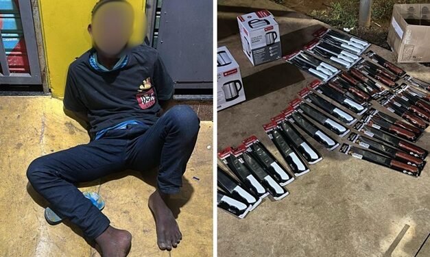 Homem é preso em flagrante furtando mais de 30 facas de loja em Goiânia