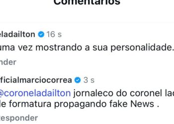 Coronel Adailton provoca Márcio Corrêa, que responde: “honra suas calças, ladrão de farda e de formatura”
