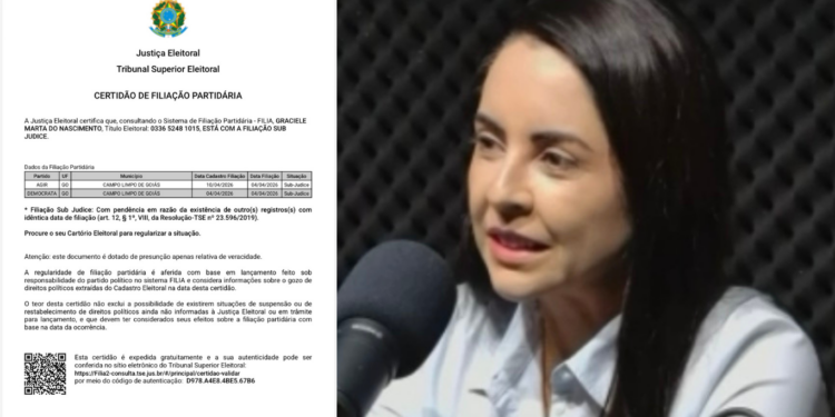 Após anunciar que mudaria de partido após prazo, Graciele aparece com dupla filiação no TSE