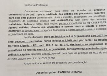 Nerópolis terá de pagar em 2027 mais de R$ 4 milhões de precatórios da gestão anterior