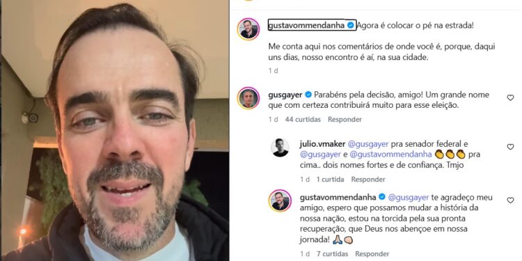 Gayer e Mendanha batem bola em rede social após oficialização de pré-candidatura