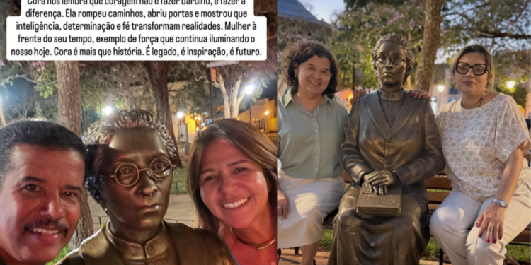 Para lacrar, Capitã Elizete posta foto em homenagem a Cora, mas usa a estátua errada